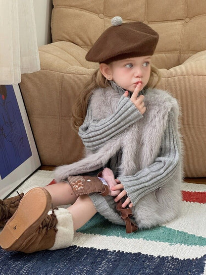 ファーベスト 女の子 フェイクファー キッズ ベスト ジレ もこもこ アウター 韓国 子供服 子ども服 おしゃれ 厚手 重ね着 お出かけ 旅行 防寒 春 秋 冬 保育園 幼稚園 通園 小学校 通学 ショート丈 haoxin04
