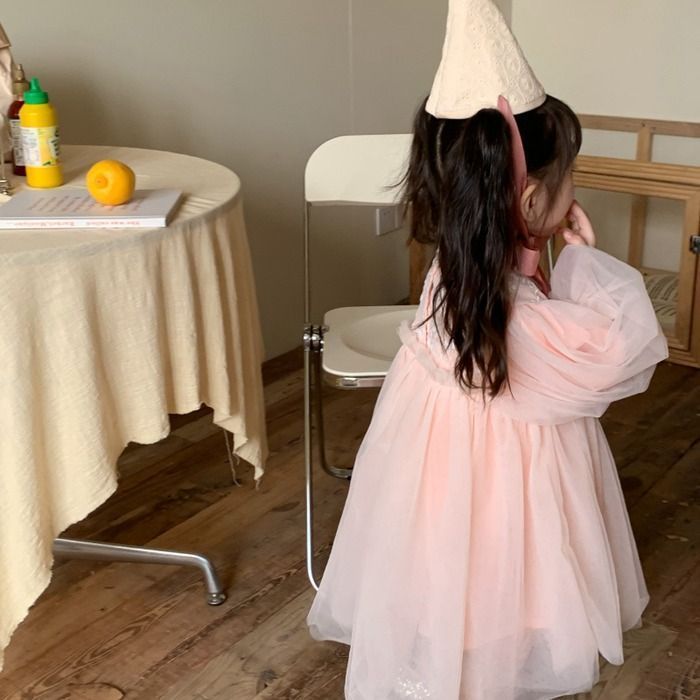 ワンピース チュニック 女の子 花柄レース チュールスカート クルーネック 長袖 子供ドレス 子ども キッズ 保育園 子供服 ナチュラル ガール きれい目 シンプル かわいい 春 秋 フォーマル 入園式 入学式 卒園式 発表会 プレゼント jiangge07