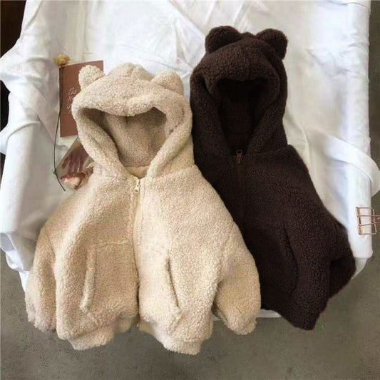 くま耳 ボアパーカー 防寒 アウター アウトドア ジャケット トップス ブルゾン 無地 シンプル 子供服 子ども服 男の子 男児 ボーイズ 女の子 女児 ガールズ 秋物 冬物 秋冬物キッズ ジュニア #lll2517