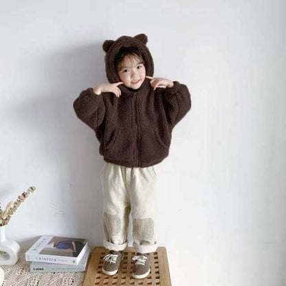 くま耳 ボアパーカー 防寒 アウター アウトドア ジャケット トップス ブルゾン 無地 シンプル 子供服 子ども服 男の子 男児 ボーイズ 女の子 女児 ガールズ 秋物 冬物 秋冬物キッズ ジュニア #lll2517