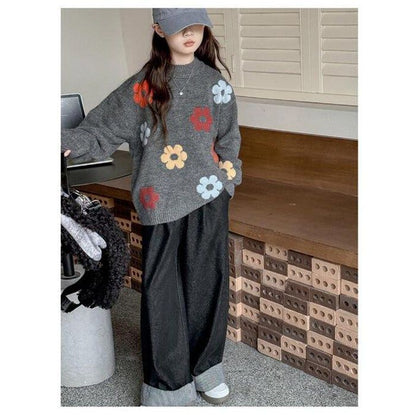 キッズ セーター 女の子 子供服 ニットセーター 花柄 セーター キッズ 子供セーター タートルネック トップス 子ども服 通園 通学 可愛い ジュニア 赤ちゃん 春秋冬 暖かい クリスマス 誕生日 プレゼント 入園 入学 xzxiaoyun179