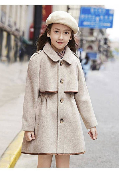 コート キッズ 女の子 子供服 秋冬 コート ロングコート ラシャコート 女児 アウター 通学 厚手 防寒 長袖 子ども服 カジュアル お出かけ 可愛い 暖かい ジュニア服 通学 卒園式 入学式 mingen03