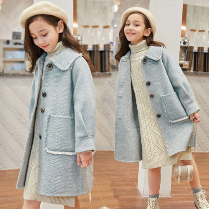 コート キッズ ロングコート 女の子 子供コート 中綿コート 子ども 中綿入り コート 暖かい 防寒 子供服 子ども服 アウター フリル襟 可愛い フォーマル カジュアル ジュニア 通学 通園 結婚式 発表会 mingen09