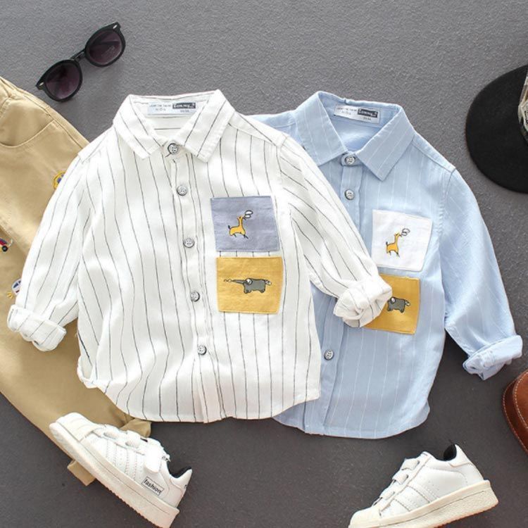 子供服 シャツ 男の子 長袖シャツ 送料無料 フォーマルシャツ 入学式 ストライプ柄 キッズ 子ども シャツ ブラウス 春 秋 冬 90 100 110 120 130 sHtq652