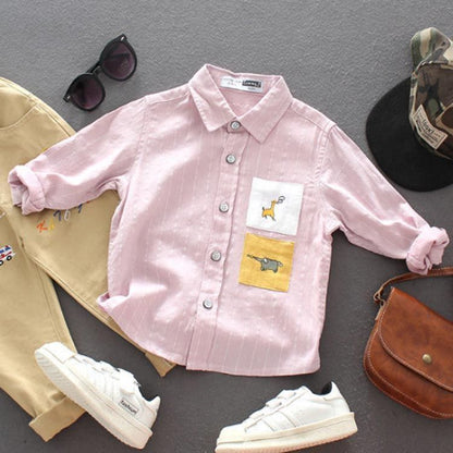 子供服 シャツ 男の子 長袖シャツ 送料無料 フォーマルシャツ 入学式 ストライプ柄 キッズ 子ども シャツ ブラウス 春 秋 冬 90 100 110 120 130 sHtq652