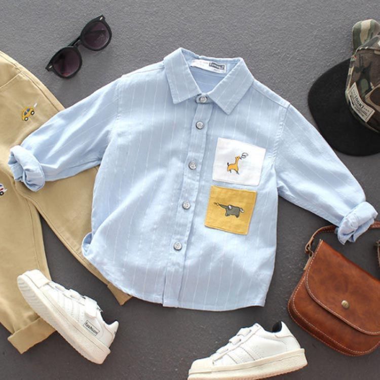 子供服 シャツ 男の子 長袖シャツ 送料無料 フォーマルシャツ 入学式 ストライプ柄 キッズ 子ども シャツ ブラウス 春 秋 冬 90 100 110 120 130 sHtq652