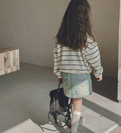 ボーダーロンT 韓国子供服 キッズ 女の子 男の子 ワンポイント トレーナー MTM スウェット 薄手 かわいい 長袖 男の子 女の子 秋 秋服 子供服 子供 90 100 110 120 130 140