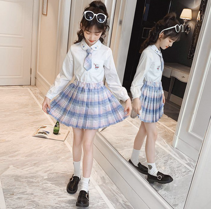 4点セット 子供 フォーマル 女の子 スーツ カーディガン学院風 入学式 スーツ 女の子 卒園式 セレモニー セットアップ 重ね着 子供服 ジュニア 七五三 発表会 結婚式 上下セット スカートセット 通園 通学 制服 JK