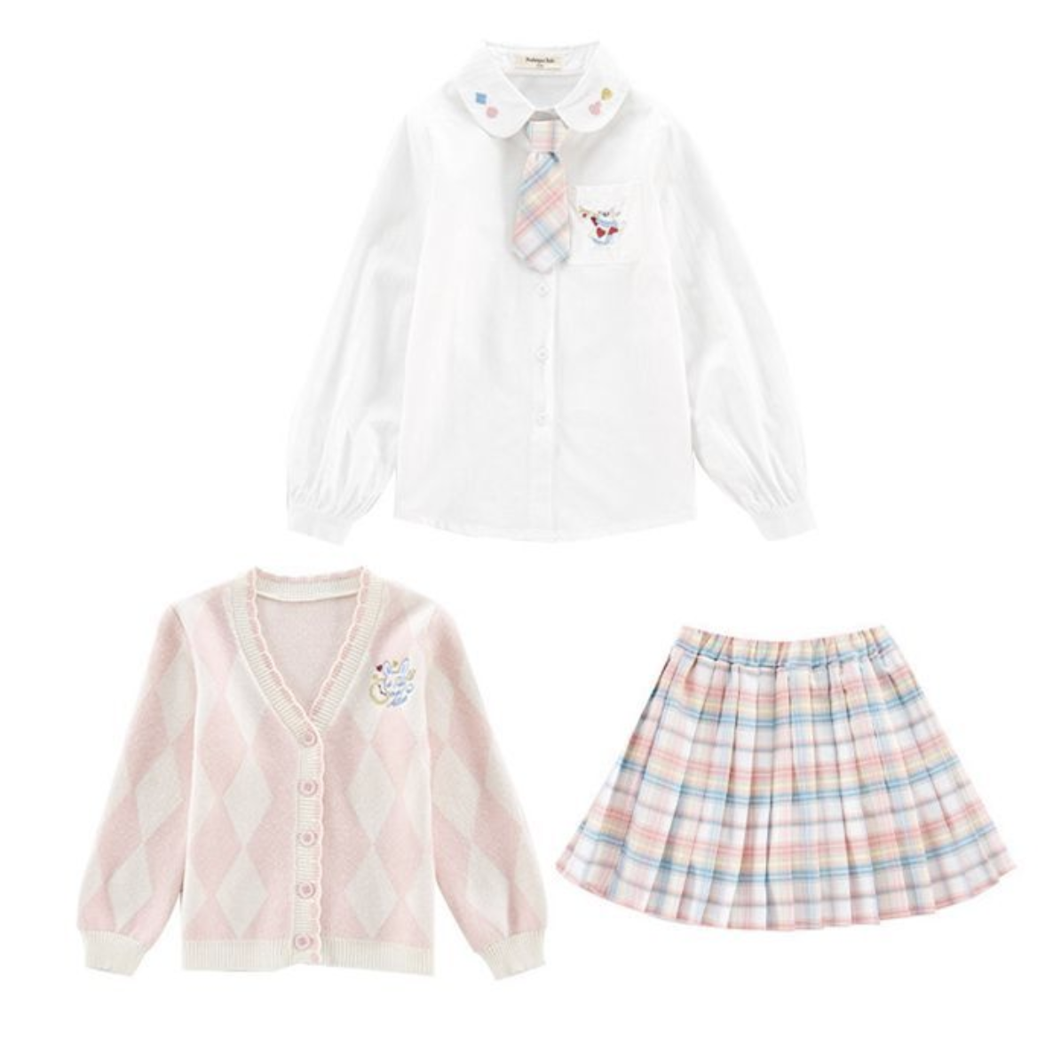 4点セット 子供 フォーマル 女の子 スーツ カーディガン学院風 入学式 スーツ 女の子 卒園式 セレモニー セットアップ 重ね着 子供服 ジュニア 七五三 発表会 結婚式 上下セット スカートセット 通園 通学 制服 JK