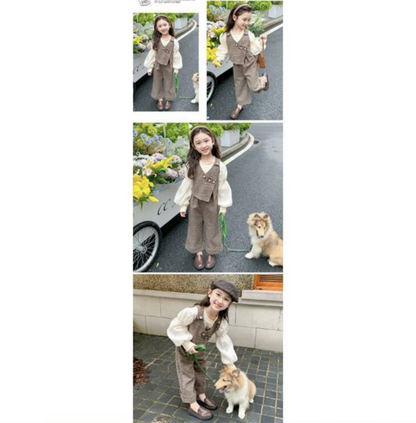 女の子 卒業式 パンツスーツ 小学生 パンツスーツ 女の子 入学式 かっこいい 韓国 子供服 女の子 セットアップ キッズ 七五三 発表会 スーツ パンツ ベスト 3点セット フォーマルスーツ 結婚式 大人っぽい ゆったり