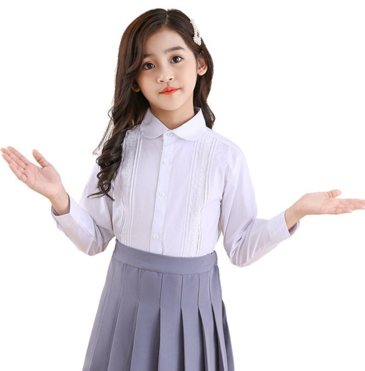 ブラウス 女の子 フォーマル シャツ レース ホワイトシャツ スクールブラウス Yシャツ 入学式 卒業式 長袖 白ブラウス スーツインナー 子供スーツ 白シャツ 幼稚園 小学生 七五三 結婚式 入園式 卒業式 発表会 誕生日 可愛い