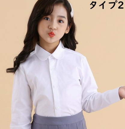 ブラウス 女の子 フォーマル シャツ レース ホワイトシャツ スクールブラウス Yシャツ 入学式 卒業式 長袖 白ブラウス スーツインナー 子供スーツ 白シャツ 幼稚園 小学生 七五三 結婚式 入園式 卒業式 発表会 誕生日 可愛い