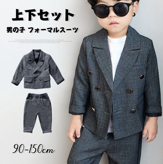 上下セット セットアップ 男の子 フォーマルスーツ おしゃれ 子供服 フォーマル スーツ キッズ 入学式 卒業式 卒園式 お受験 発表会 結婚式 長袖 パンツ ズボン シンプル チェック柄