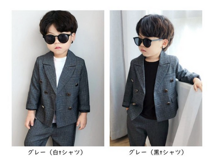 上下セット セットアップ 男の子 フォーマルスーツ おしゃれ 子供服 フォーマル スーツ キッズ 入学式 卒業式 卒園式 お受験 発表会 結婚式 長袖 パンツ ズボン シンプル チェック柄