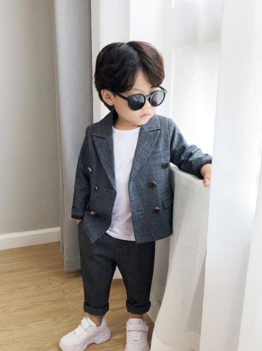 上下セット セットアップ 男の子 フォーマルスーツ おしゃれ 子供服 フォーマル スーツ キッズ 入学式 卒業式 卒園式 お受験 発表会 結婚式 長袖 パンツ ズボン シンプル チェック柄