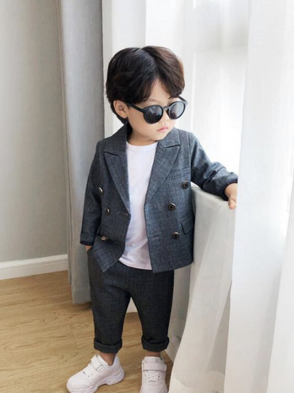 上下セット セットアップ 男の子 フォーマルスーツ おしゃれ 子供服 フォーマル スーツ キッズ 入学式 卒業式 卒園式 お受験 発表会 結婚式 長袖 パンツ ズボン シンプル チェック柄