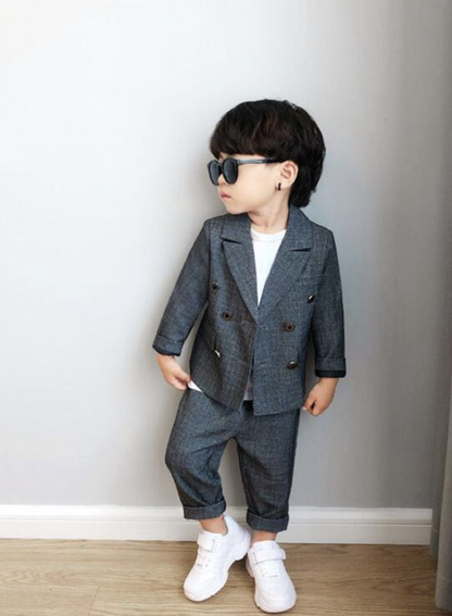 上下セット セットアップ 男の子 フォーマルスーツ おしゃれ 子供服 フォーマル スーツ キッズ 入学式 卒業式 卒園式 お受験 発表会 結婚式 長袖 パンツ ズボン シンプル チェック柄