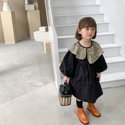 ワンピース 子供服 キッズ ベビー服 長袖 花柄 フリル シフトドレス カジュアル レトロ 春 秋 冬 安い 女の子 発表会 結婚式 フォーマル