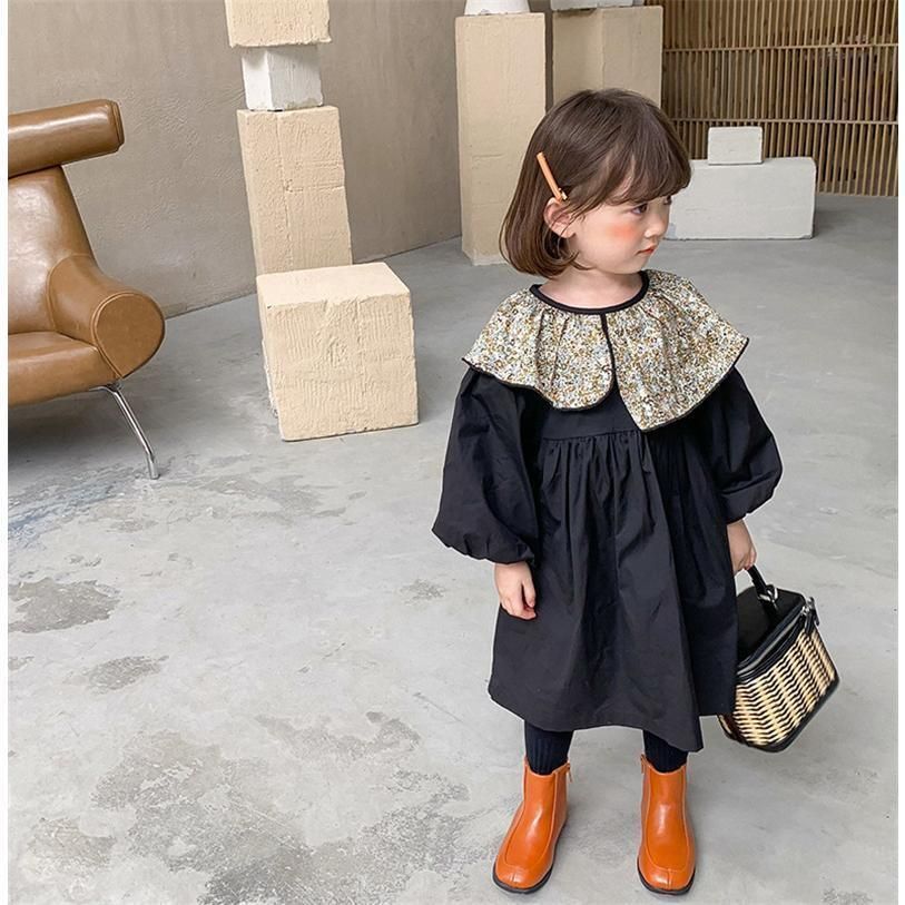 ワンピース 子供服 キッズ ベビー服 長袖 花柄 フリル シフトドレス カジュアル レトロ 春 秋 冬 安い 女の子 発表会 結婚式 フォーマル