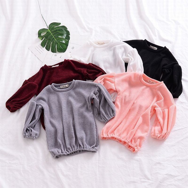 パフスリーブニット ニット セーター チュニック 子供服 キッズ服 女の子 パフスリーブ バルーンスリーブ バルーン袖 ラウンドネック バルーン裾 バ