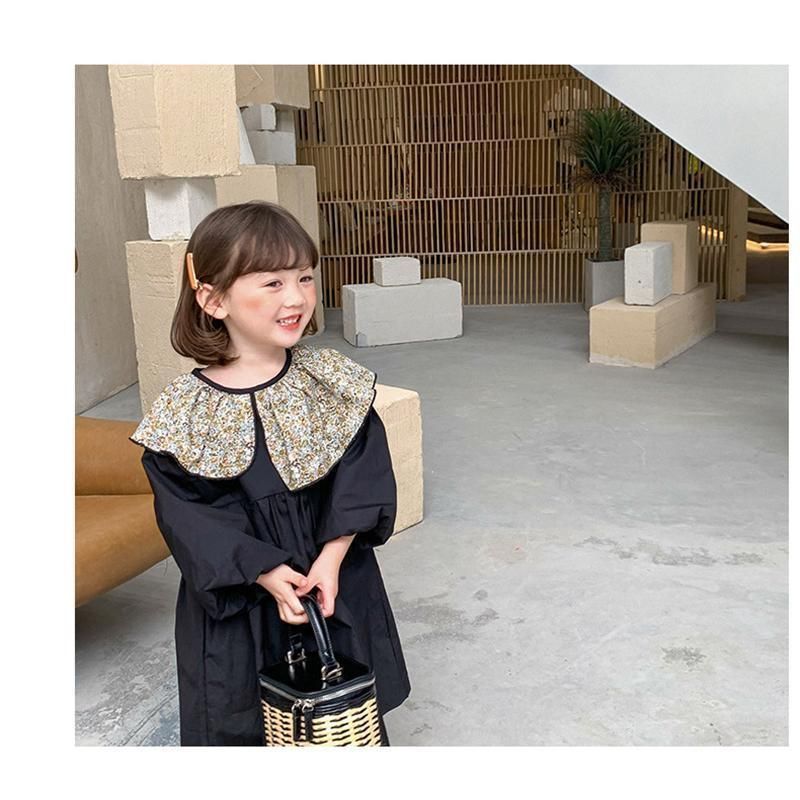 ワンピース 子供服 キッズ ベビー服 長袖 花柄 フリル シフトドレス カジュアル レトロ 春 秋 冬 安い 女の子 発表会 結婚式 フォーマル